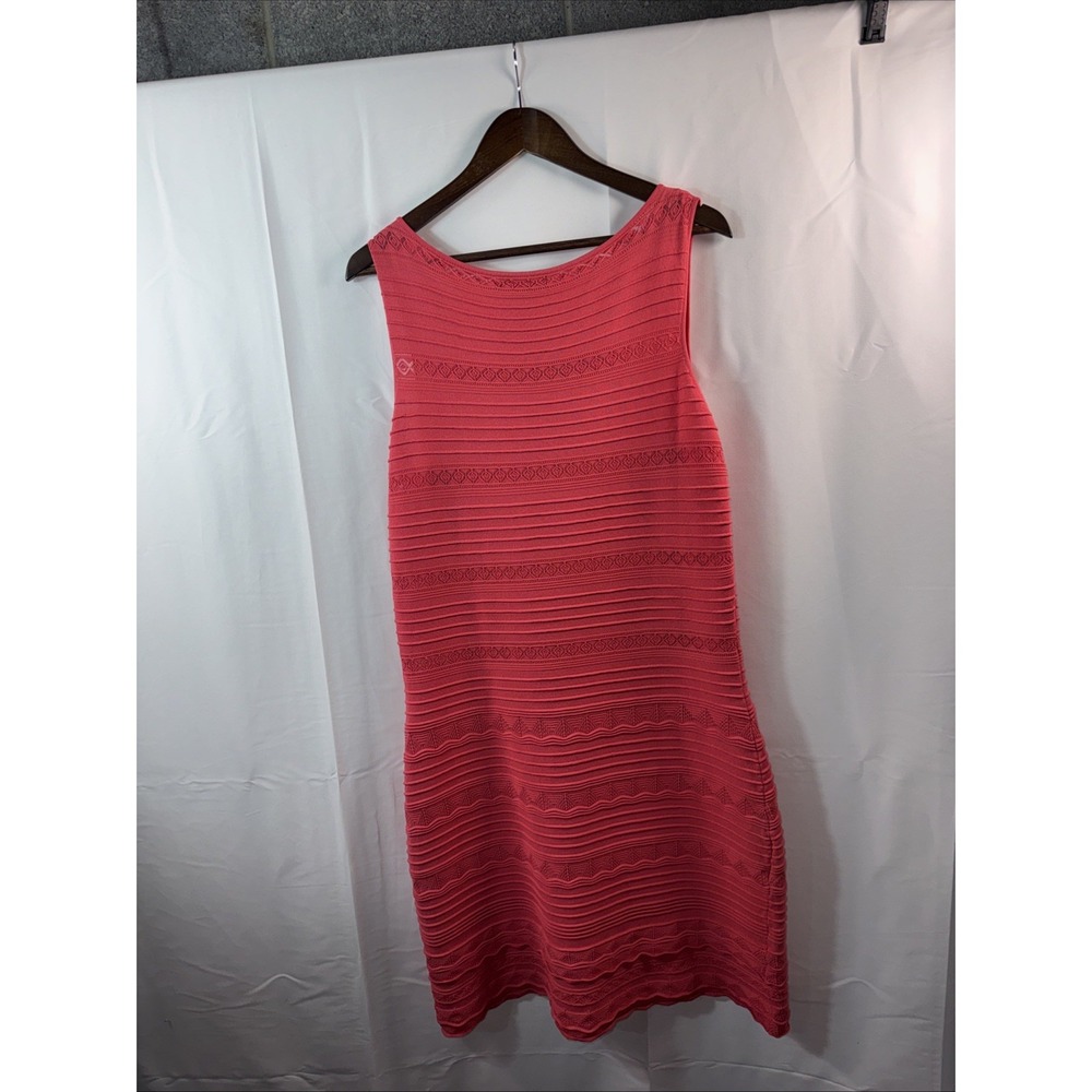 Lauren Ralph Lauren Coral Pink Pointelle- Knit Sheath Dress Size Extra Large - Picture 3 of 5